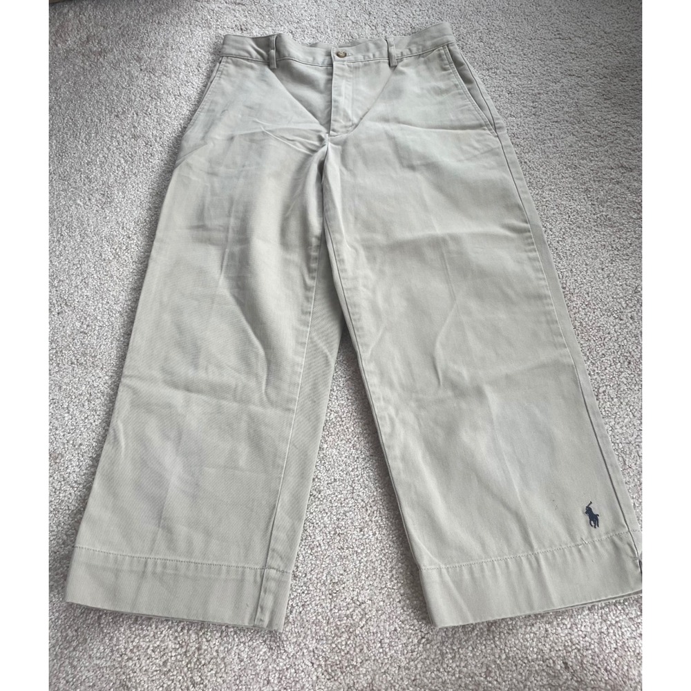 Ralph Lauren Wide Leg Cropped Trousers in Light Sage